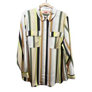 Evri Multi Colored Striped Button Front Collared Shirt‎ with Two Pockets Size 2X